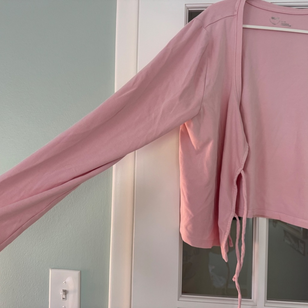 Aerie Pink Tie-Front Long Sleeve Top - Picture 9 of 12